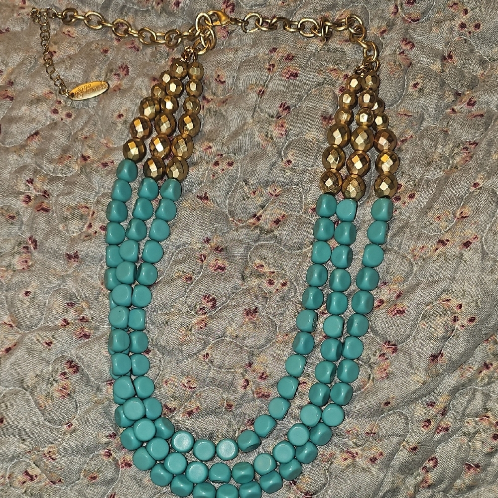 Retired Plunder Gold and Turquoise Necklace